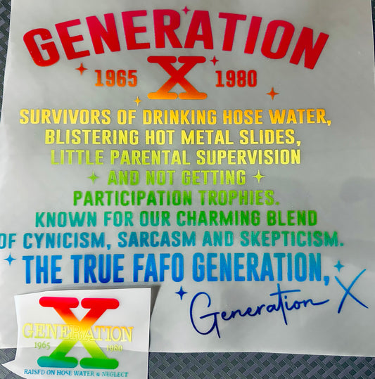 Rainbow Gen X DTF print