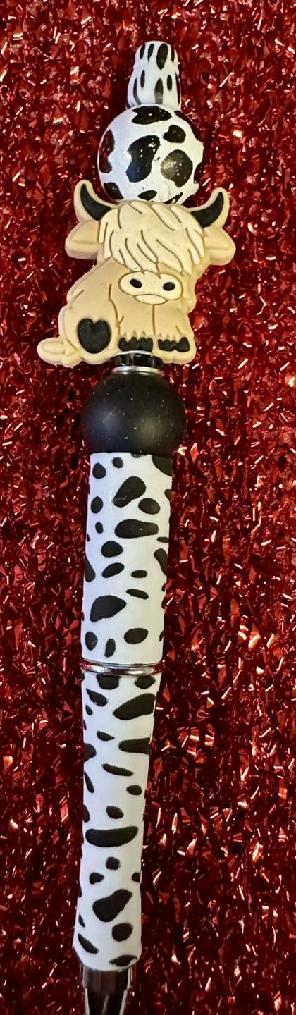 "Highland Cow" Silicone Beaded Pen