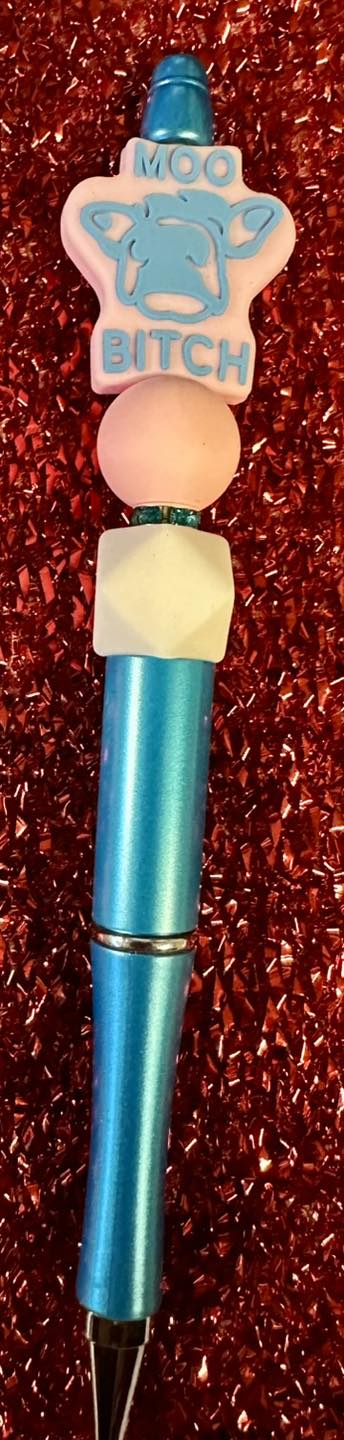 "Moo B*tch" Silicone Beaded Pen