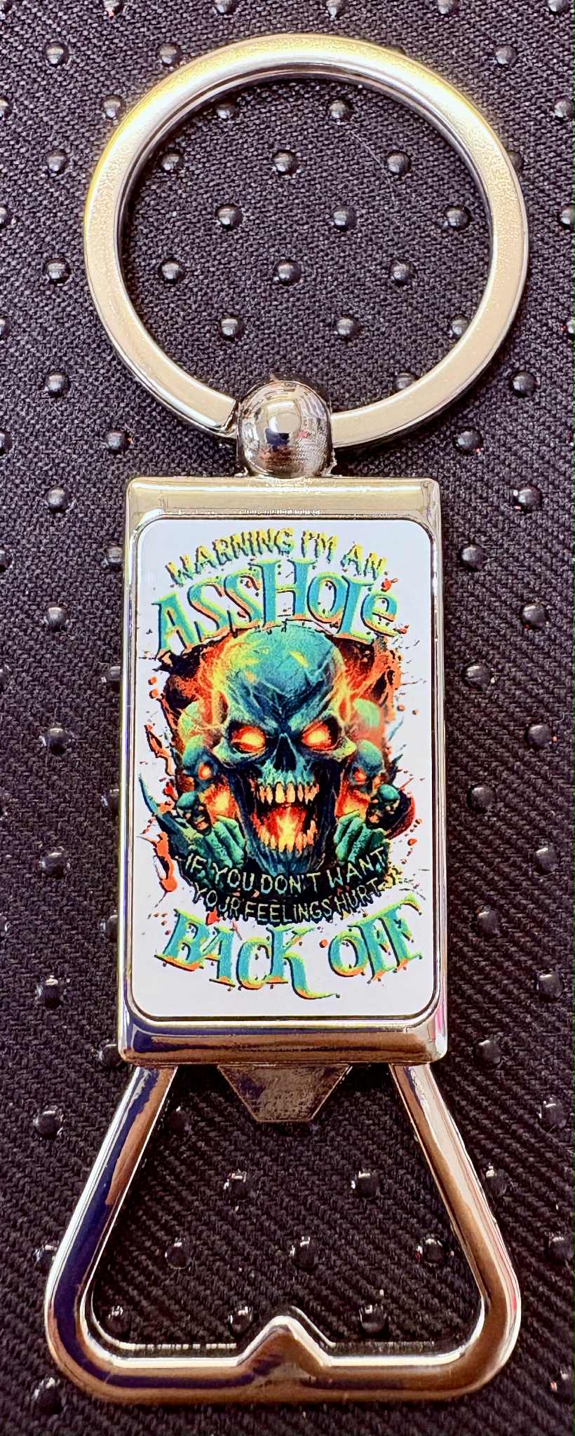 Warning Keychain Bottle Opener