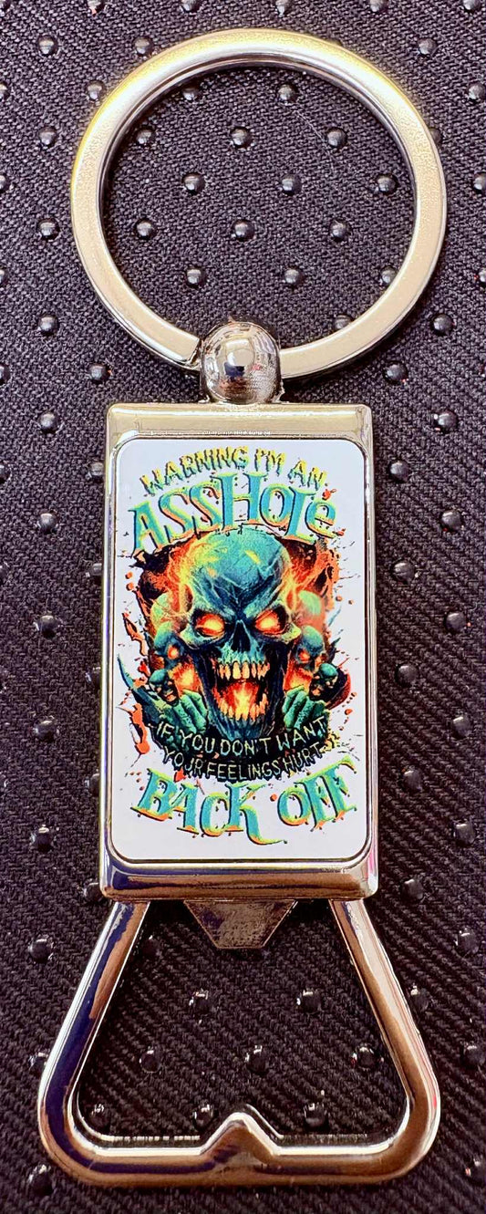 Warning Keychain Bottle Opener